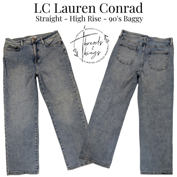 LC Lauren Conrad Denim - Lauren Conrad Straight Leg Jeans Women's 16 Stonewash Denim‎ Wide Baggy 90's y2k